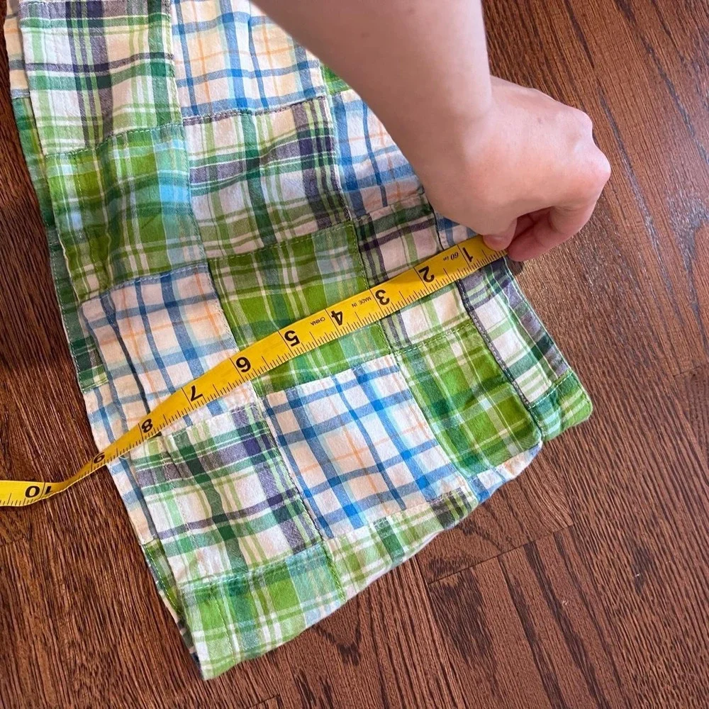 ⭐Y2K Vintage Toddler Girls Plaid Patchwork Mini Skirt Green Blue Size 4